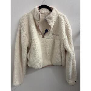 Champion Deep Pile Fleece Pullover Women’s M Ivory Outdoor Jacket 1/4 Zip NWT